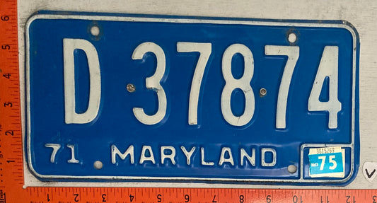 1975 Maryland #D 37874 Dealer License Plate