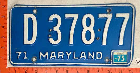 1975 Maryland #D 37877 Dealer License Plate