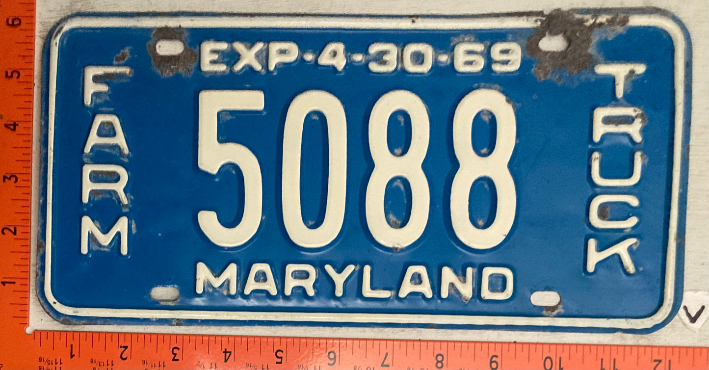 1969 Maryland #5088 Farm Truck License Plate