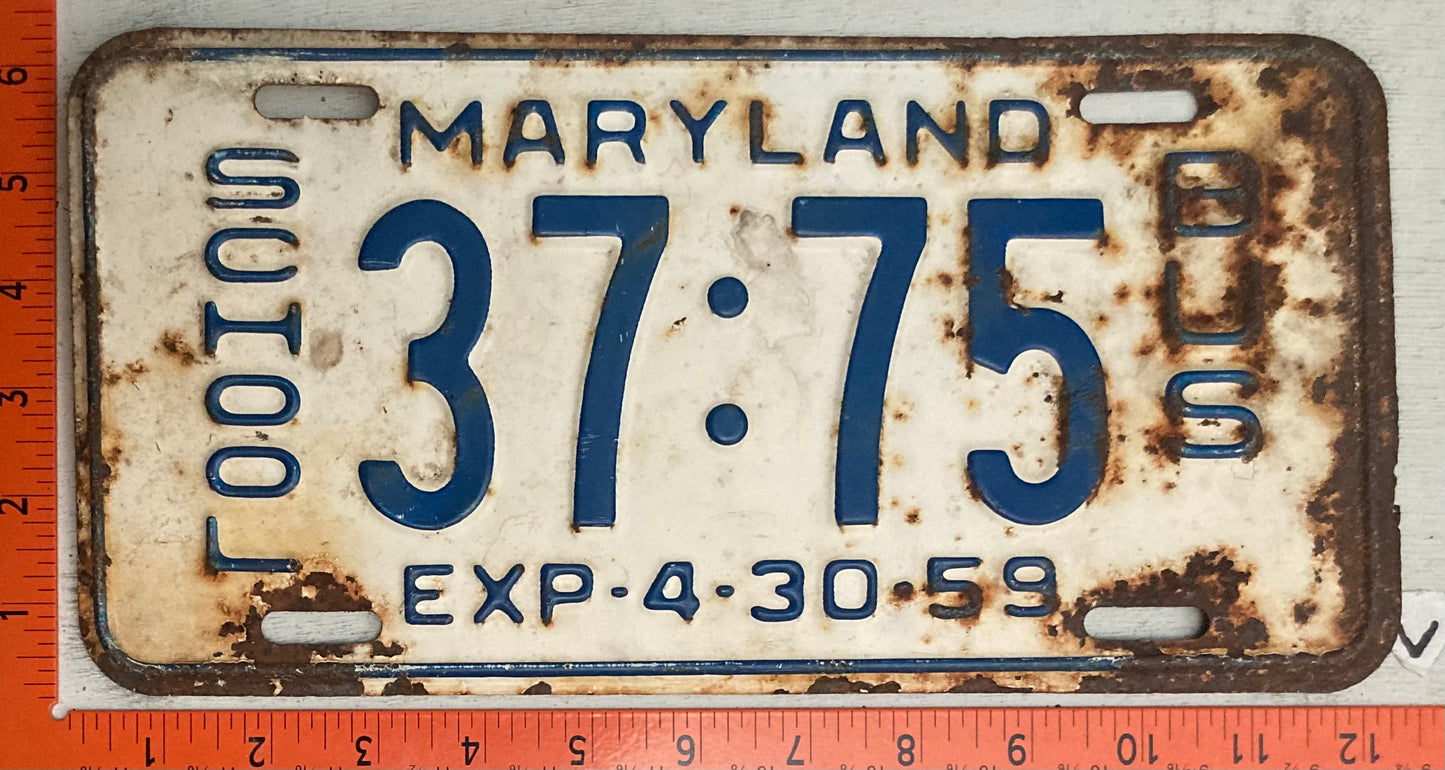 1959 Maryland #37:75 School Bus License Plate