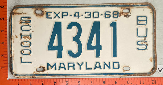 1968 Maryland #4341 School Bus License Plate