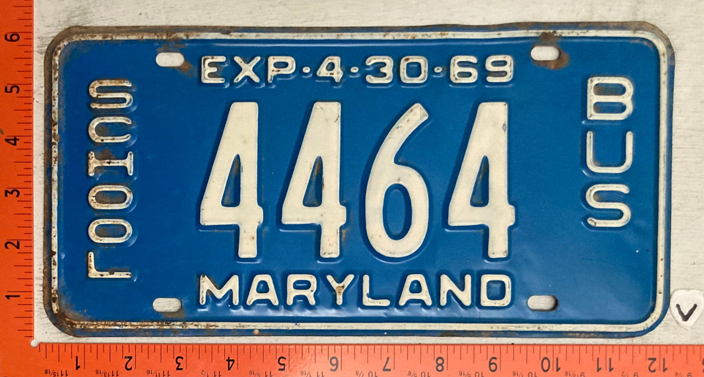 1969 Maryland #4464 School Bus License Plate