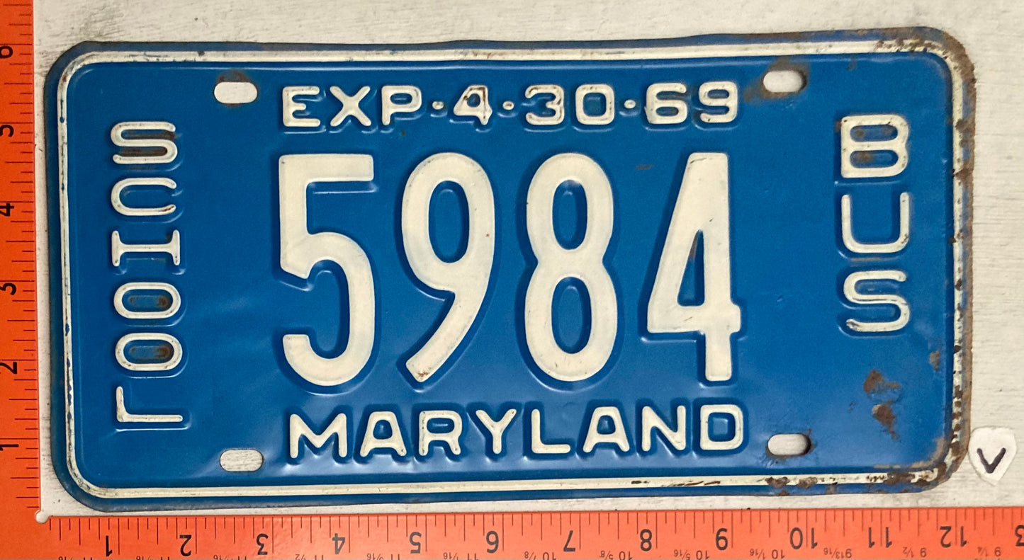 1969 Maryland #5984 School Bus License Plate