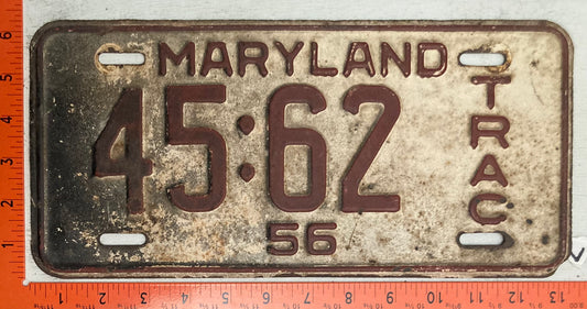 1956 Maryland #45:62 Tractor License Plate