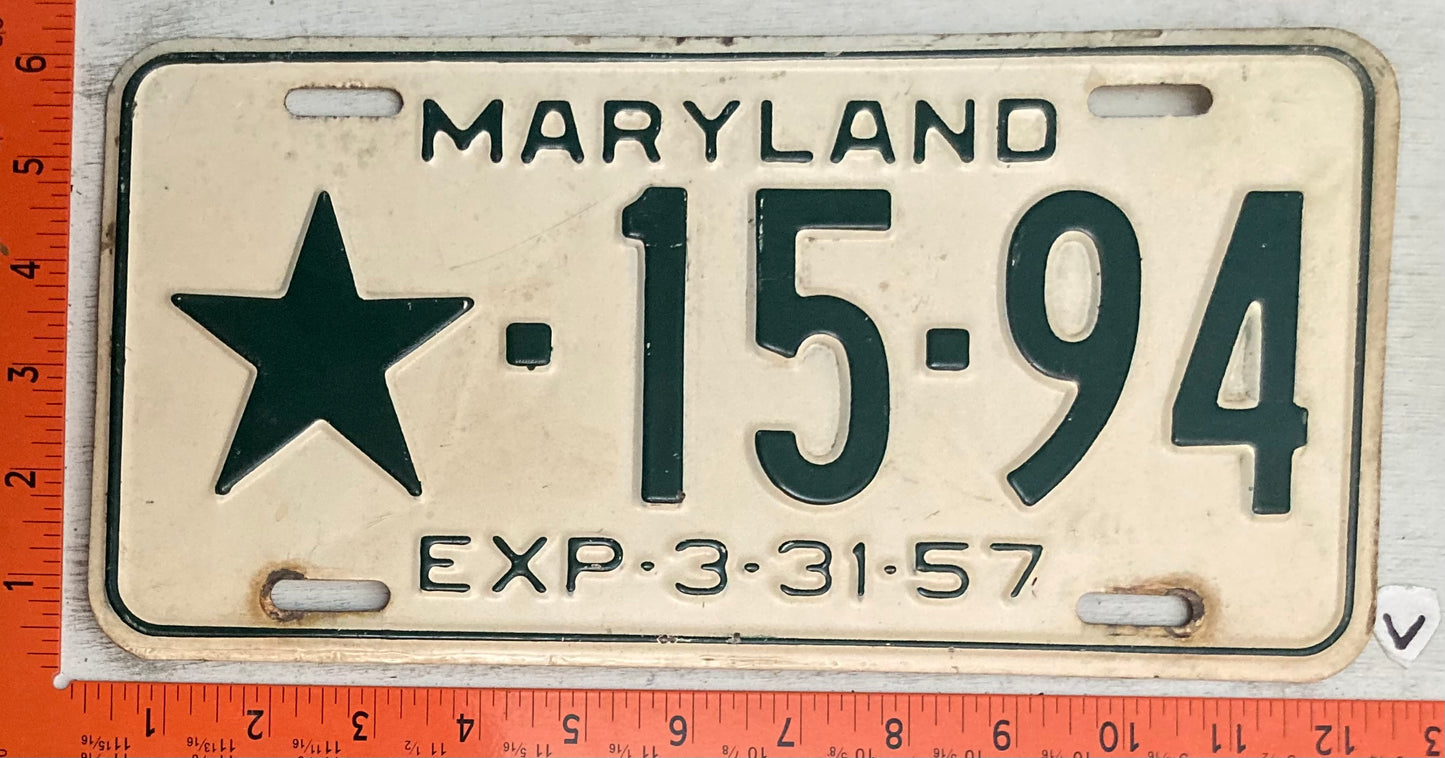 1957 Maryland #15-94 Local Government License Plate