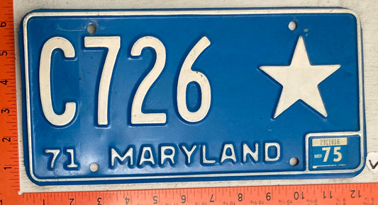 1975 Maryland #C726 Local Government Truck License Plate