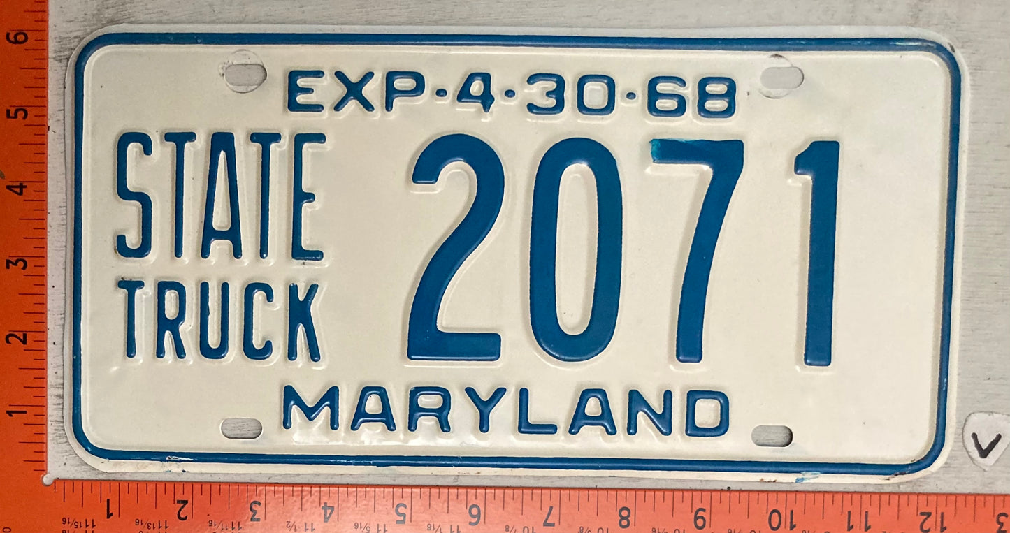 1968 Maryland #2071 State Truck License Plate
