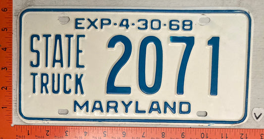 1968 Maryland #2071 State Truck License Plate