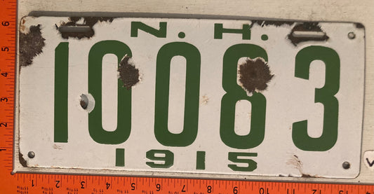 1915 New Hampshire #10083 Passenger License Plate (Porcelain)