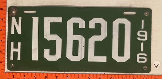 1916 New Hampshire #15620 Passenger License Plate (Porcelain)