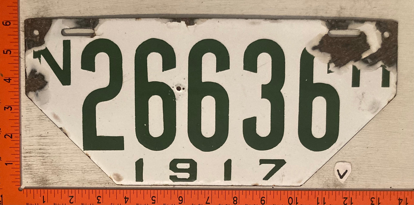 1917 New Hampshire #26636 Non-Resident License Plate (Porcelain)
