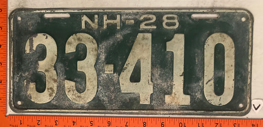 1928 New Hampshire #33-410 Passenger License Plate