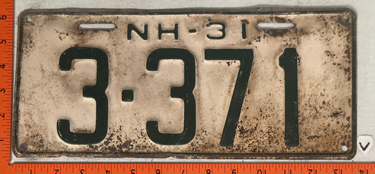 1931 New Hampshire #3-371 Passenger License Plate