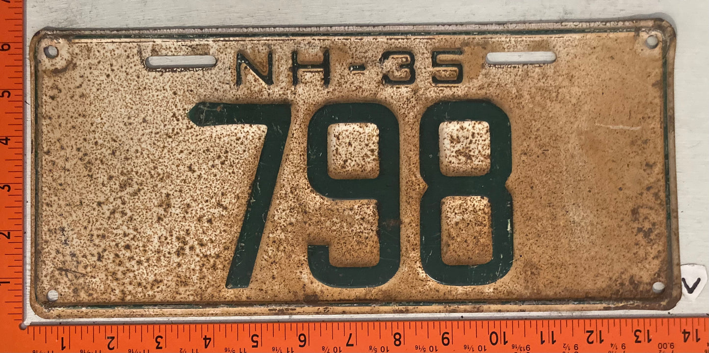 1935 New Hampshire #798 Passenger License Plate