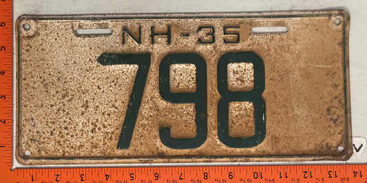 1935 New Hampshire #798 Passenger License Plate