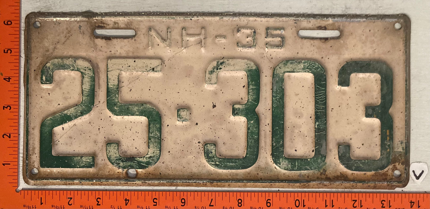 1935 New Hampshire #25-303 Passenger License Plate
