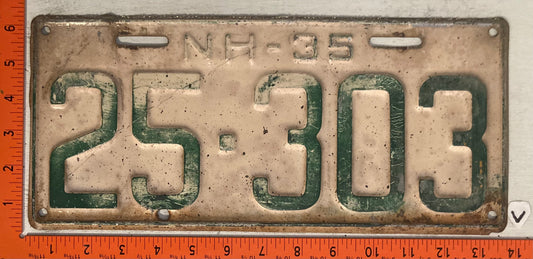 1935 New Hampshire #25-303 Passenger License Plate