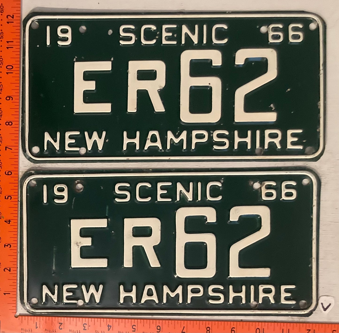 1966 New Hampshire #ER62 Passenger License Plate (Pair)