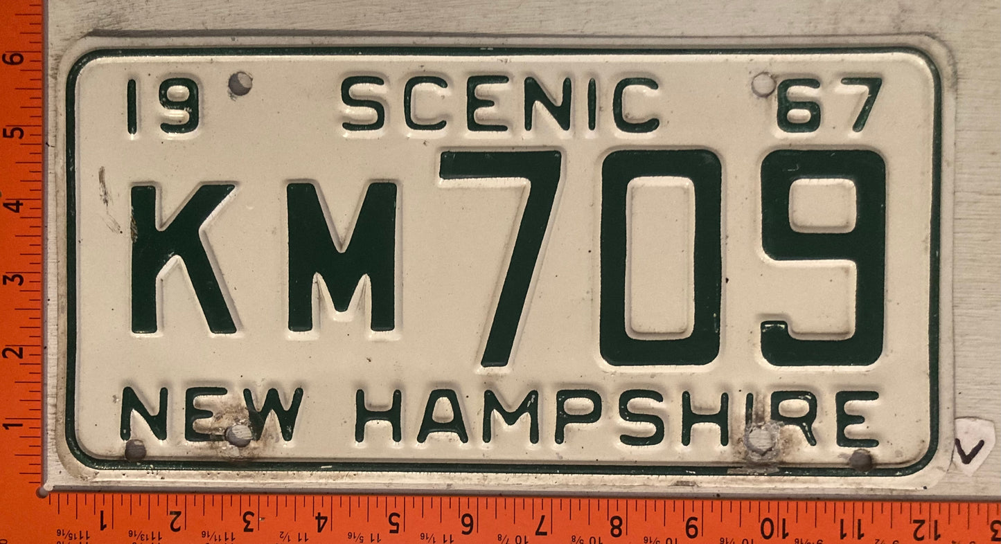1967 New Hampshire #KM 709 Passenger License Plate