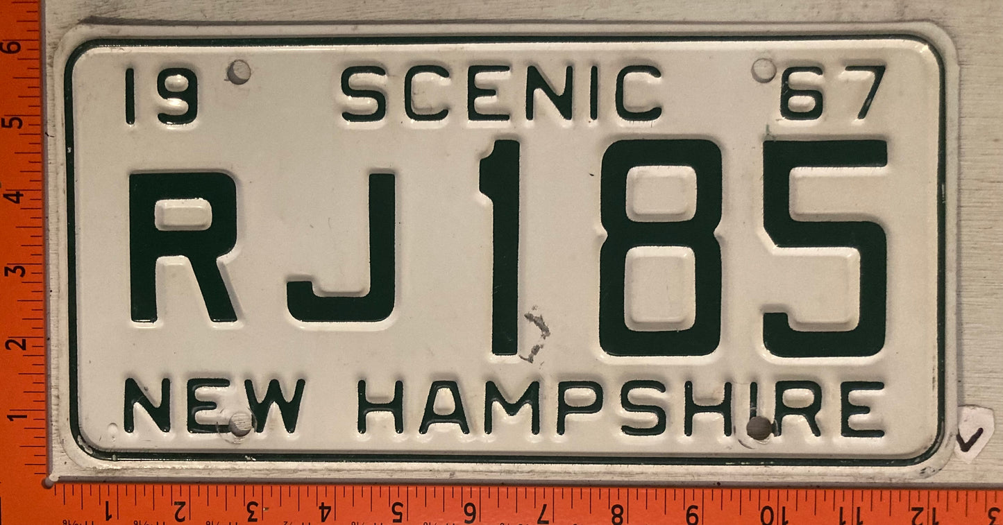 1967 New Hampshire #RJ 185 Passenger License Plate