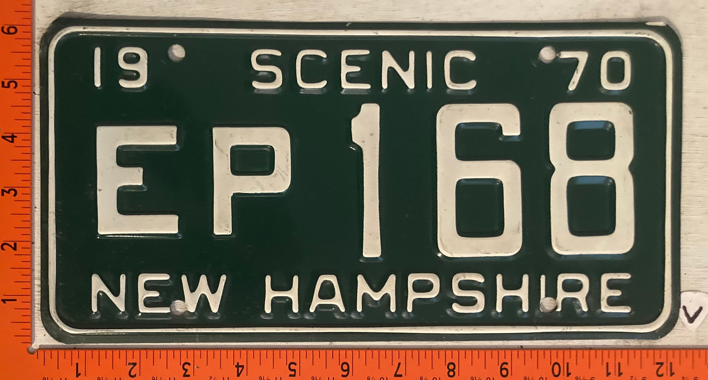 1968 New Hampshire #EP 168 Passenger License Plate