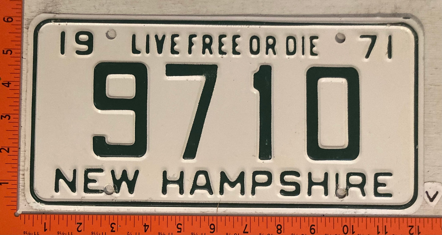 1971 New Hampshire #9710 Passenger License Plate