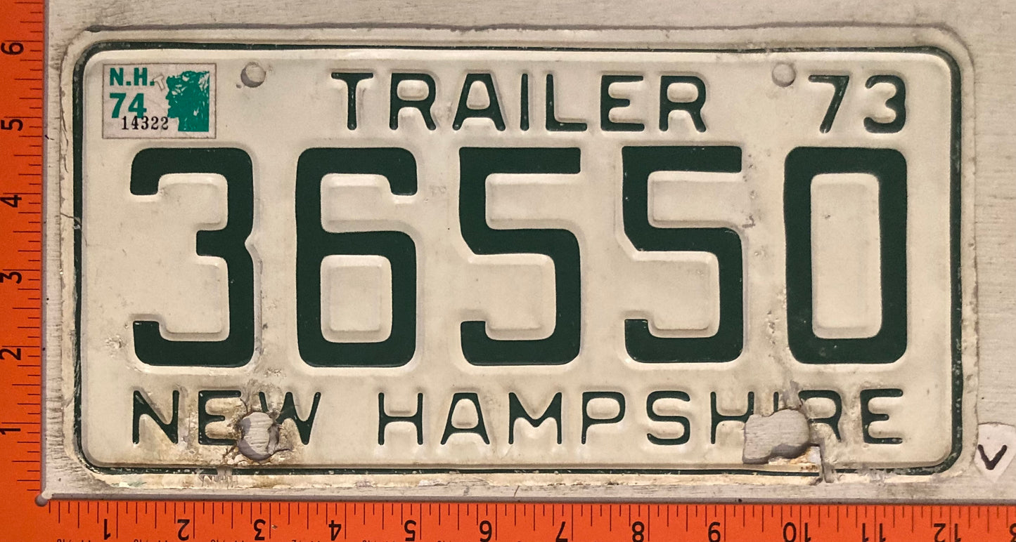 1974 New Hampshire #36550 Trailer License Plate