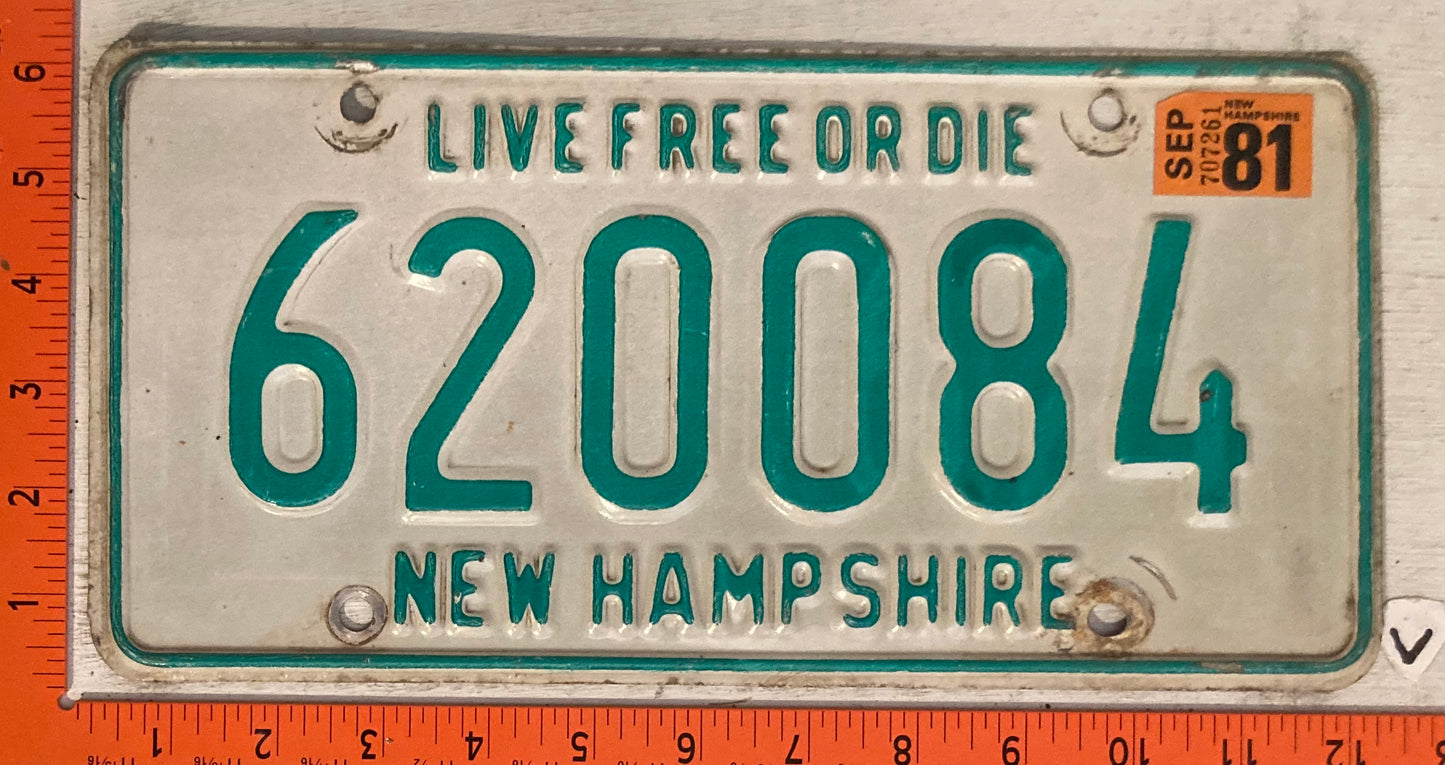 1981 New Hampshire #620084 Passenger License Plate