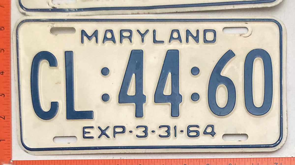 1964 Maryland #CL:44:60 Passenger License Plate (Pair)