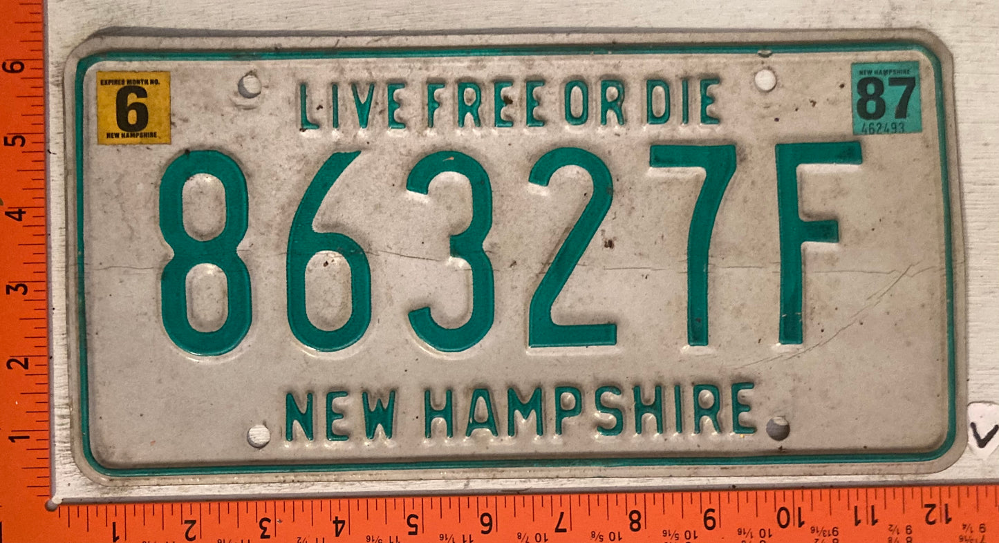 1987 New Hampshire #86327F Passenger License Plate