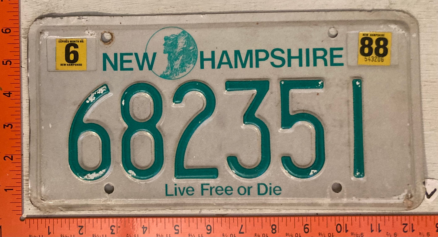 1988 New Hampshire #682351 Passenger License Plate