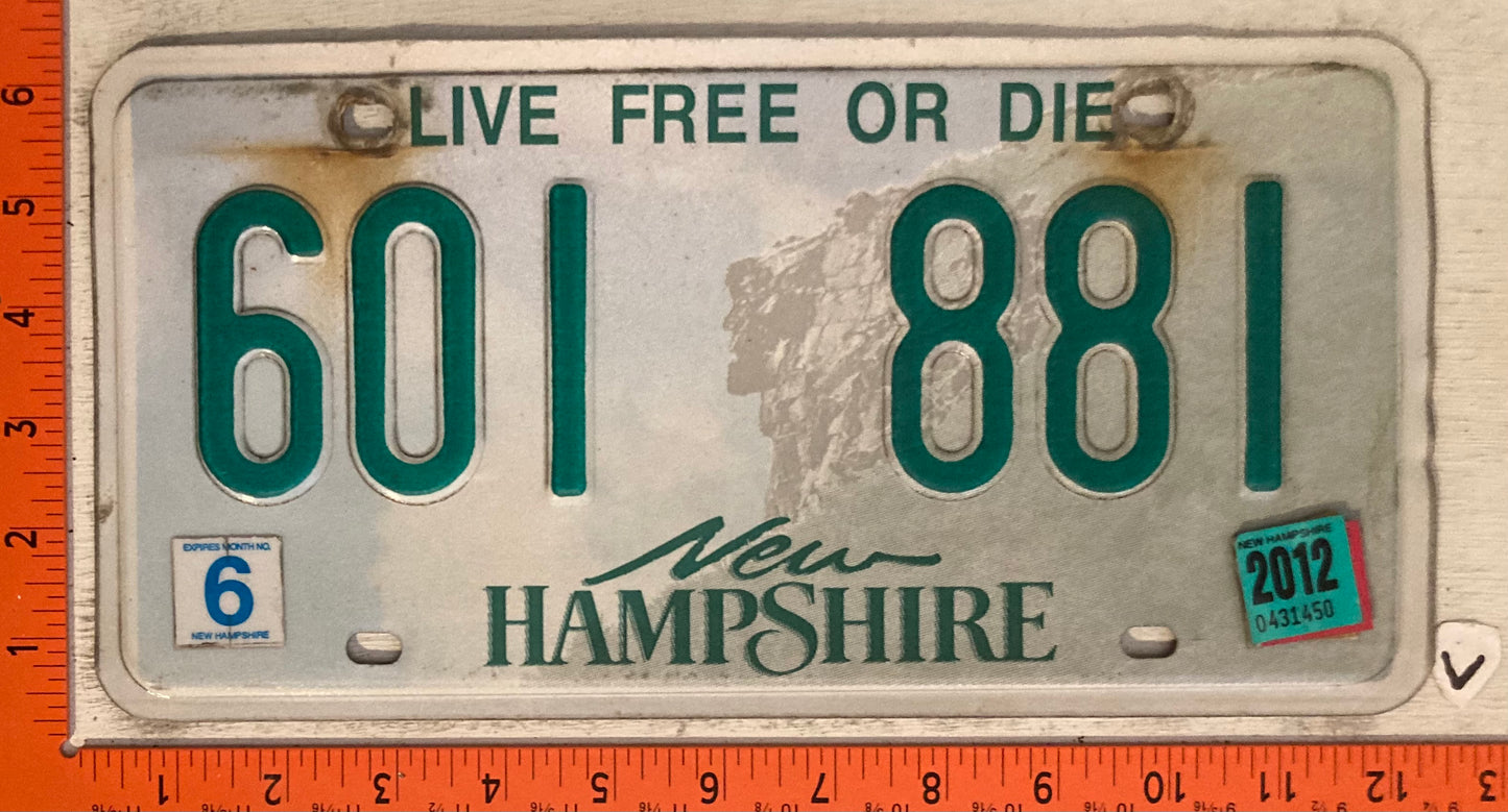 2012 New Hampshire #601 881 Passenger License Plate