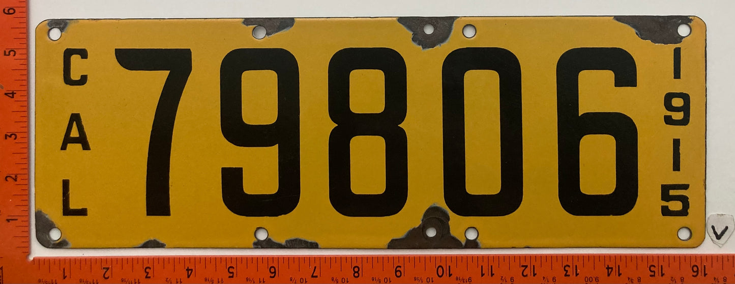 1915 California #79806 Passenger License Plate (Porcelain)