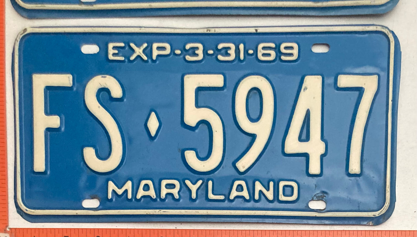 1969 Maryland #FS-5947 Passenger License Plate (Pair)