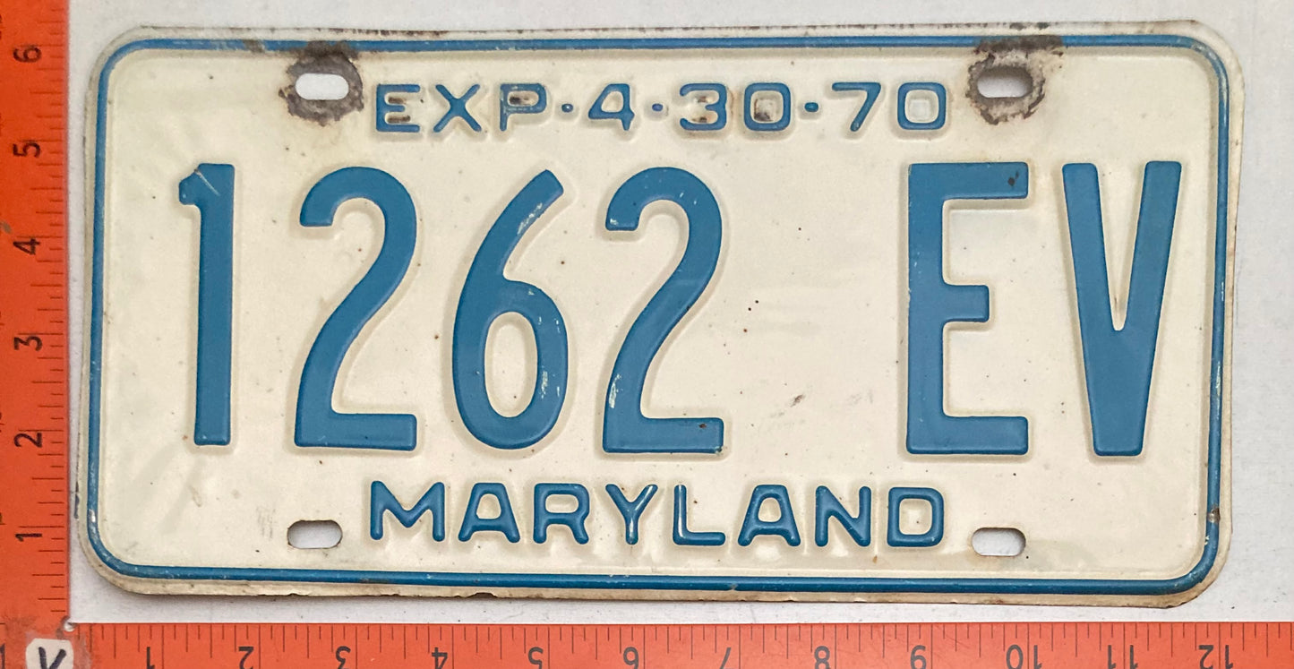 1970 Maryland #1262 EV License Plate