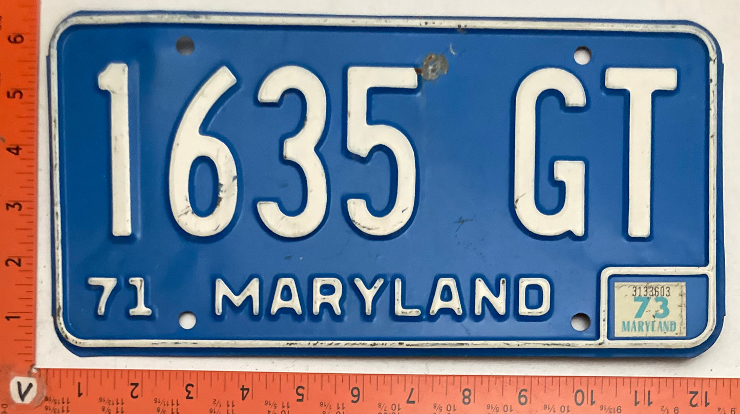 1973 Maryland #1635 GT Truck License Plate