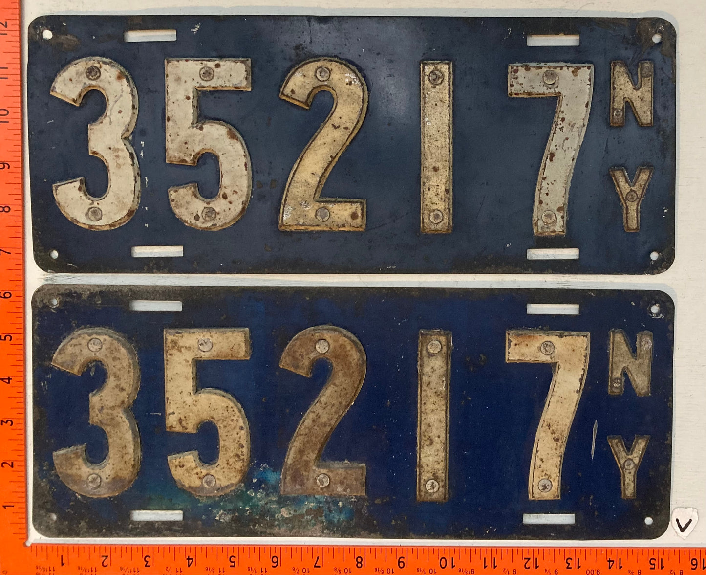 1910 New York #35217 Passenger License Plate (Pair)