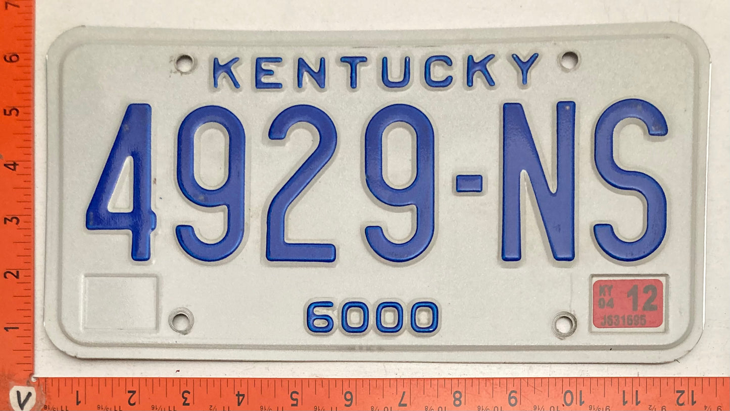2004 Kentucky #4929-NS Truck License Plate