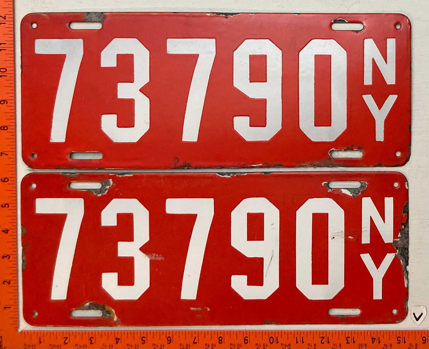 1912 New York #73790 Passenger License Plate (Pair)