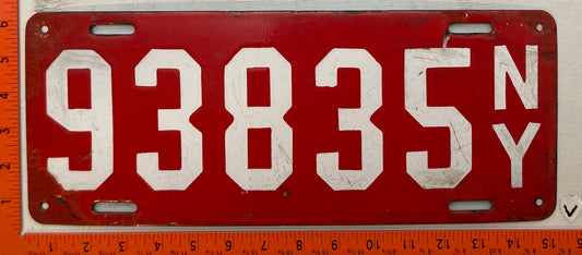 1912 New York #93835 Passenger License Plate
