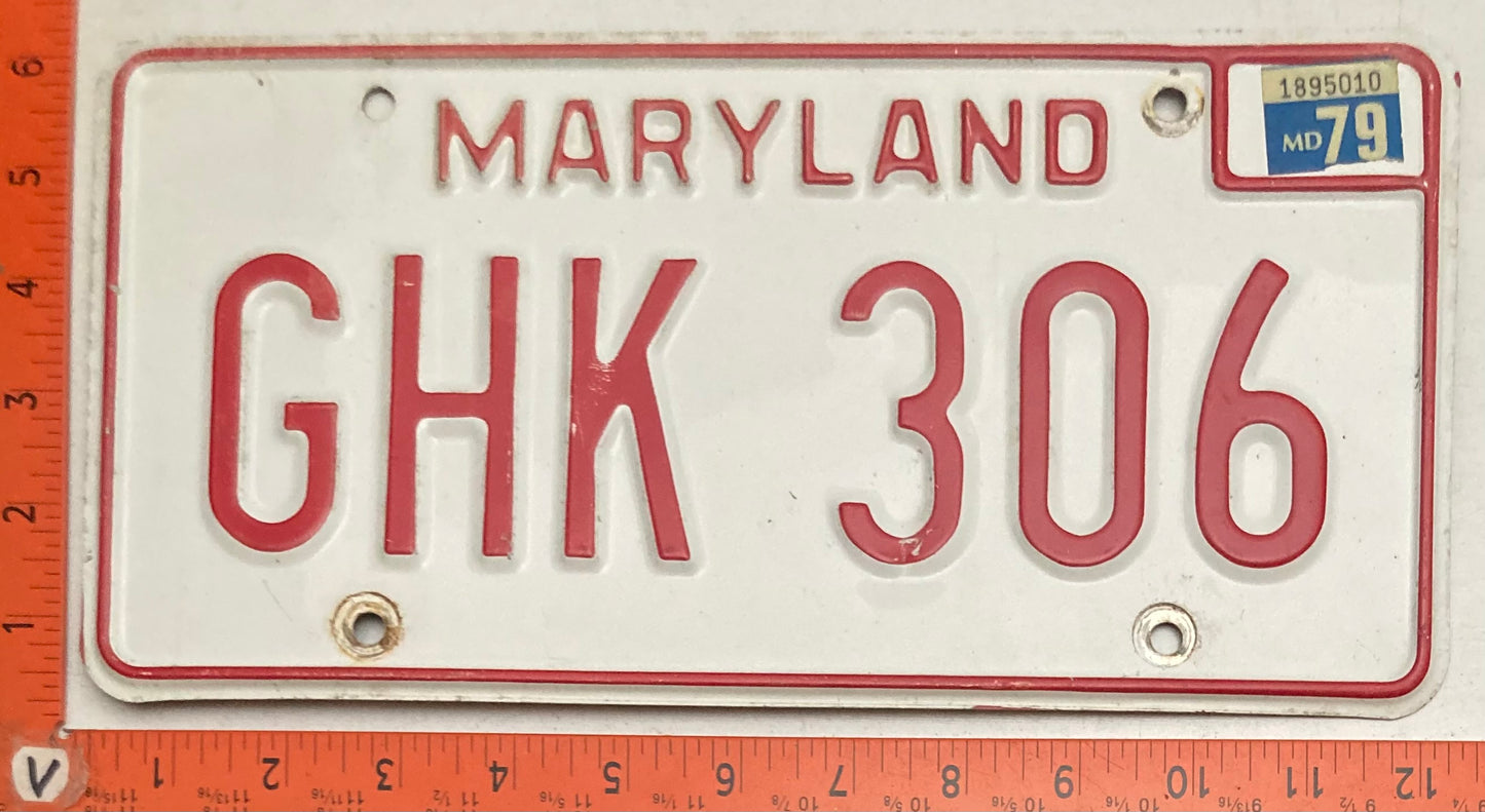 1979 Maryland #GHK 306 Passenger License Plate