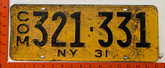 1931 New York #321-331 Commercial License Plate