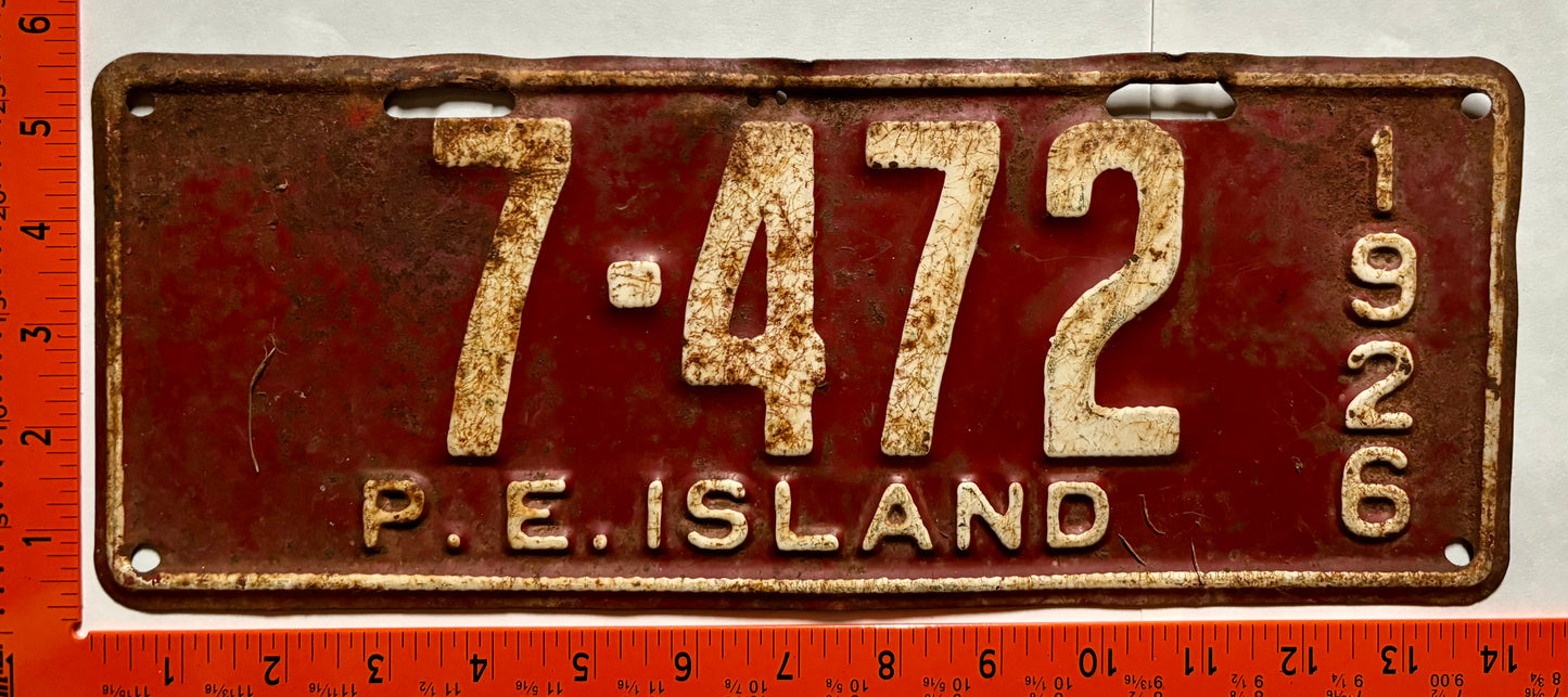 1926 Prince Edward Island #7-472 Passenger License Plate