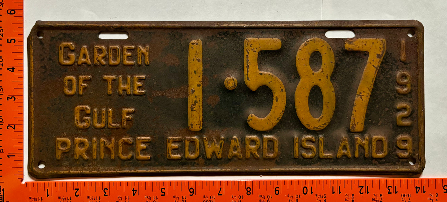 1929 Prince Edward Island #1-587 Passenger License Plate
