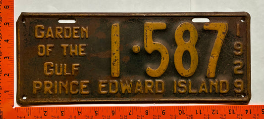 1929 Prince Edward Island #1-587 Passenger License Plate