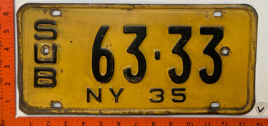1935 New York #63-33 Suburban License Plate