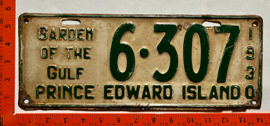 1930 Prince Edward Island #6-307 Passenger License Plate