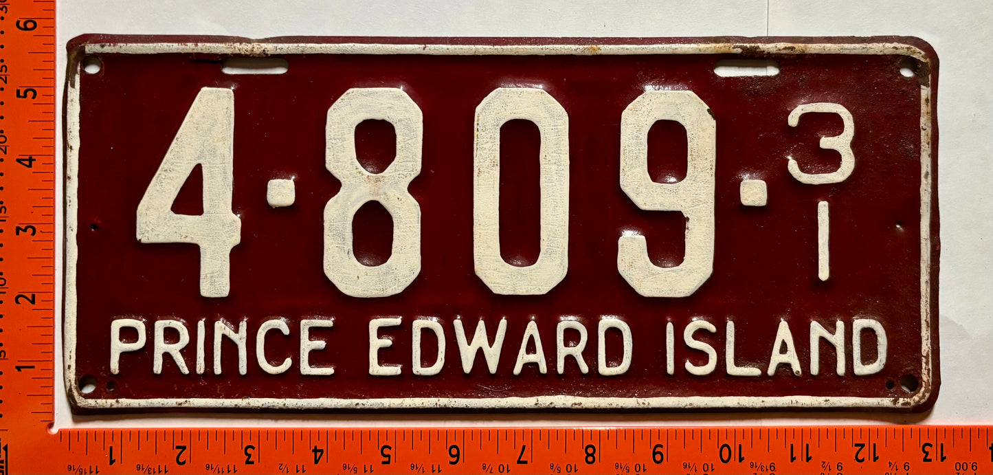 1931 Prince Edward Island #4-809 Passenger License Plate (repaint)