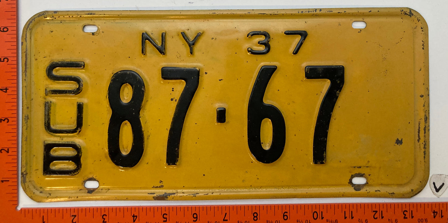 1937 New York #87-67 Suburban License Plate