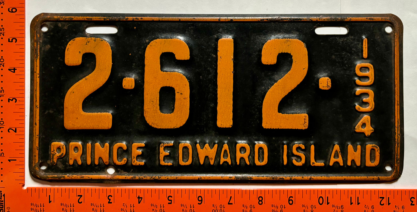 1934 Prince Edward Island #2-612 Passenger License Plate
